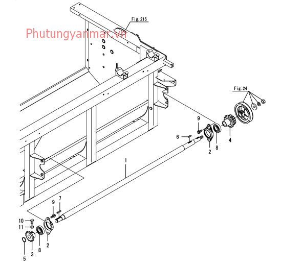 Trục truyền động -bệ - cách đầu 2.3m